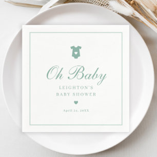 Elegant Sage Green Script Neutral Baby Shower  Napkin