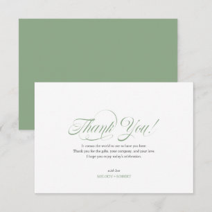 Elegant Sage-green Script Thank You Card