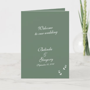 Elegant Sage Green Script Wedding Order of Service Program
