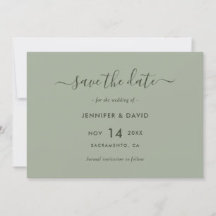 Elegant Sage Green Script Wedding Save The Date