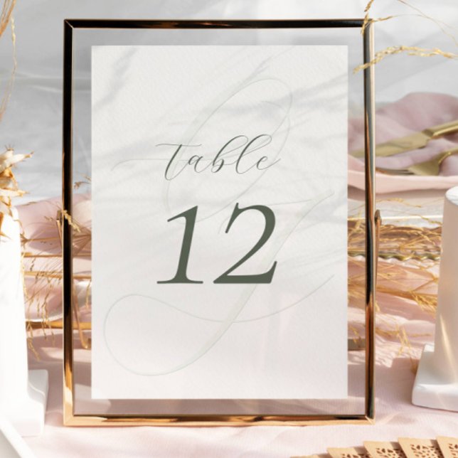 Elegant Sage Green Script Wedding Table Number (Creator Uploaded)