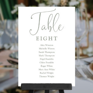 Elegant Sage Green Seating Chart Table Number