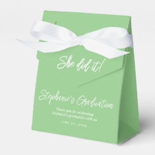 Elegant Sage Green She Did It Graduation Party Favor Box