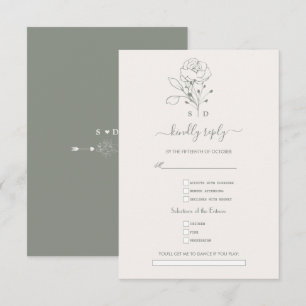 Elegant Sage Green Simple Song Request Wedding  RSVP Card