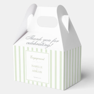 Elegant Sage Green Stripe Engagement Gable Favor Box