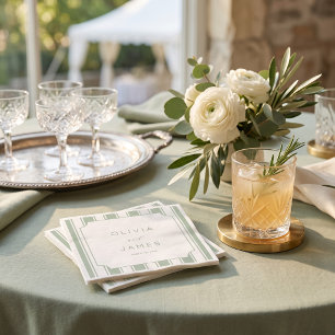 Elegant Sage Green Stripes Napkin