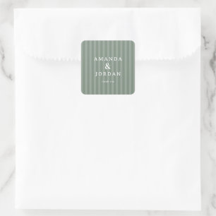 Elegant Sage Green Stripes Square Sticker