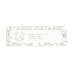 Elegant Sage Green Toile Crest Monogram Wedding