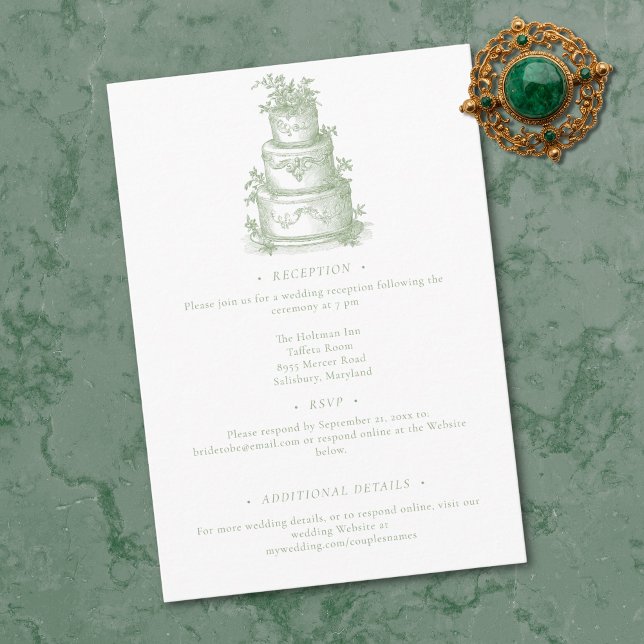 Elegant Sage Green Toile French Manor Wedding Enclosure Card (Elegant Sage Green Toile French Manor Wedding Enclosure Card)
