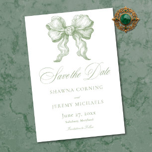 Elegant Sage Green Toile French Manor Wedding Save The Date