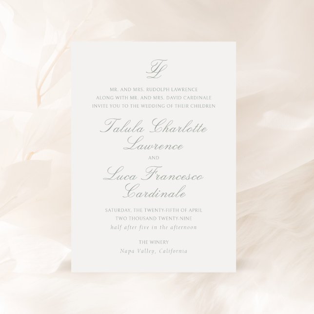Elegant Sage Green Traditional Wedding Invitation (Creator Uploaded)