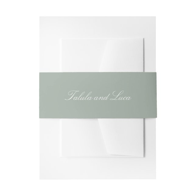 Elegant Sage Green Traditional Wedding Invitation Belly Band (Front Example)