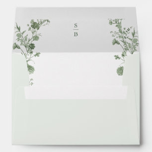 Elegant Sage Green Vintage Classic Floral Wedding Envelope