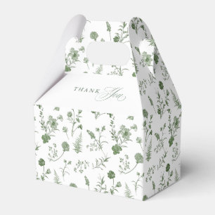 Elegant Sage Green Vintage Classic Floral Wedding Favor Box