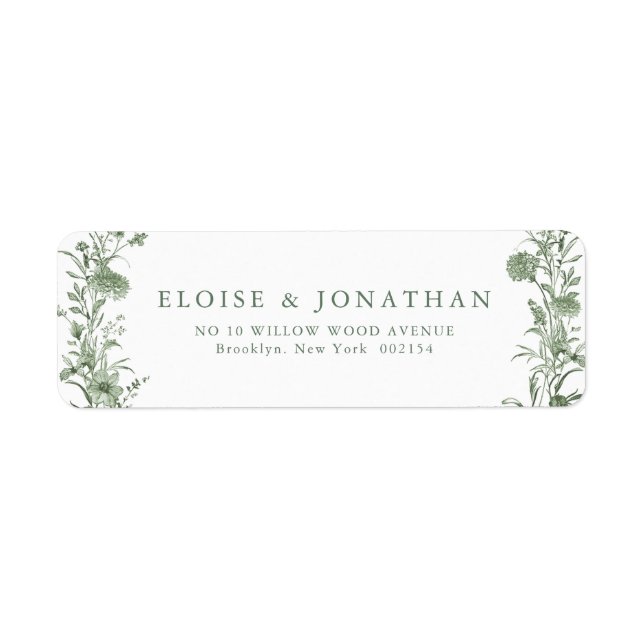 Elegant Sage Green Vintage Classic Wedding Address (Devant)