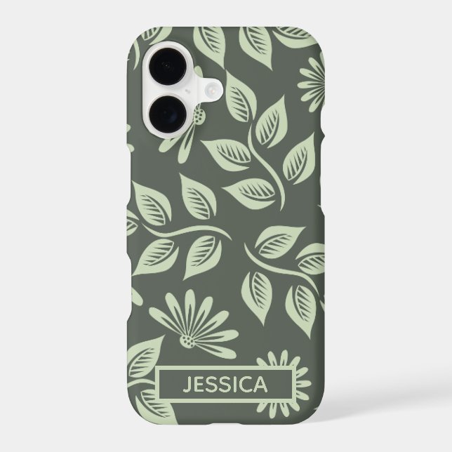 Elegant Sage Green Vintage Floral Personalised (Back)