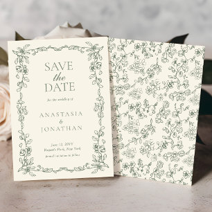 Elegant Sage Green Vintage Victorian Wedding Save The Date