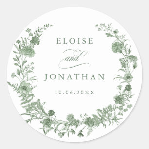 Elegant Sage Green Vintage Wedding Envelope Seal  