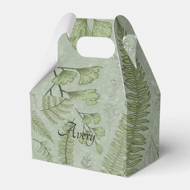 Elegant Sage Green Watercolor Floral  Favor Box (Front Side)