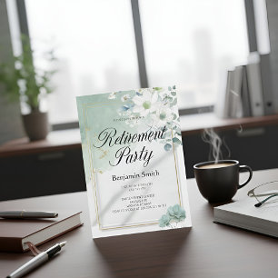 Elegant Sage Green Watercolor Floral Retirement Pa Invitation