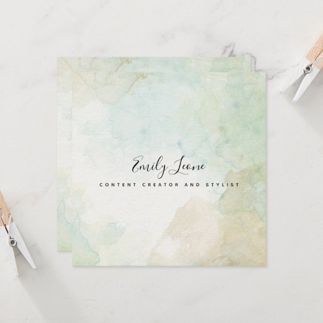 Elegant Sage Green Watercolor Invitation (Front/Back In Situ)