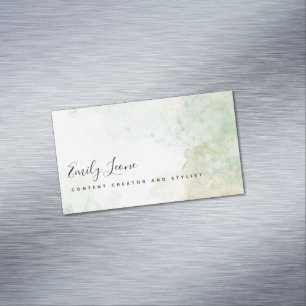 Elegant Sage Green Watercolor Magnetic Business Card