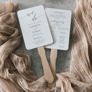 Elegant Sage Green We Do Wedding Program Hand Fan