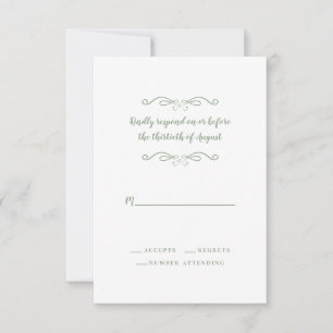 Elegant Sage Green Wedding Classic Minimalist RSVP Card
