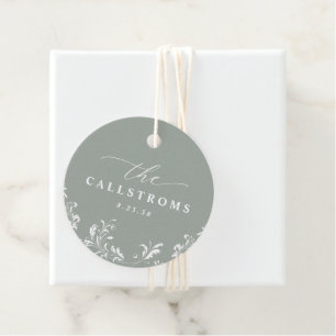 Elegant Sage Green Wedding Classy Round Favour Tags