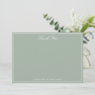 Elegant Sage Green Wedding Couple Names Thank You Card