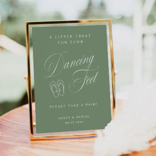 Elegant Sage Green Wedding Dancing Feet  Poster