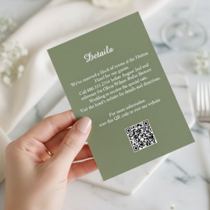 Elegant Sage Green Wedding Details Enclosure Card