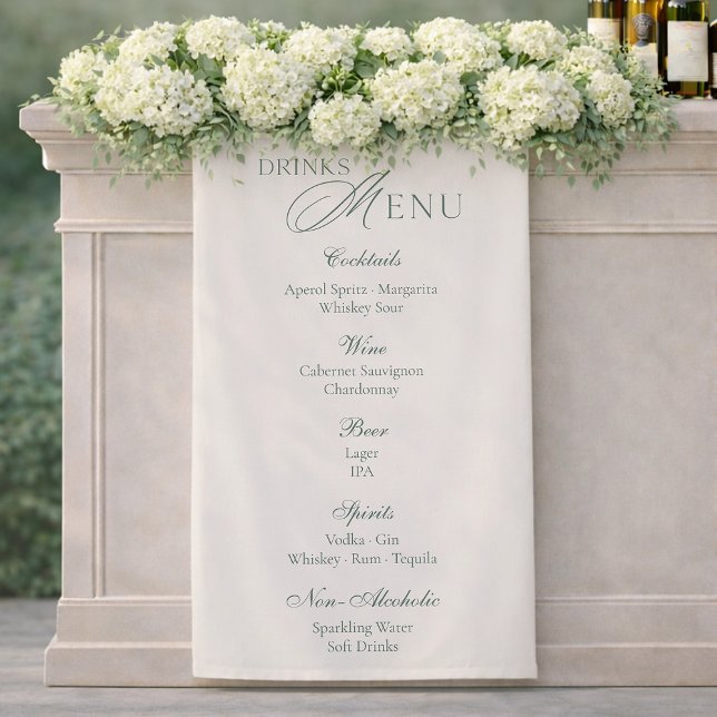 Elegant Sage Green Wedding Drinks Menu Sign  (Creator Uploaded)