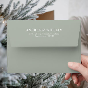 Elegant Sage Green Wedding  Envelope