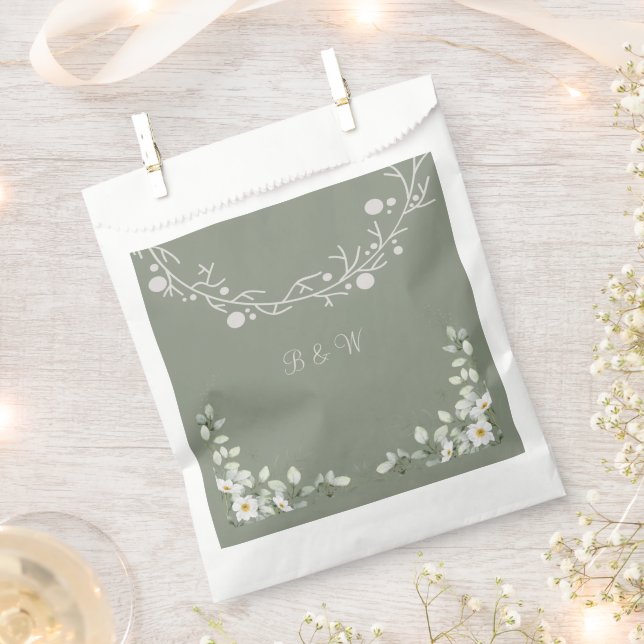 Elegant Sage Green Wedding Favour Bag (Clipped)