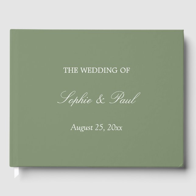 Elegant Sage Green Wedding Guest Book (Front)