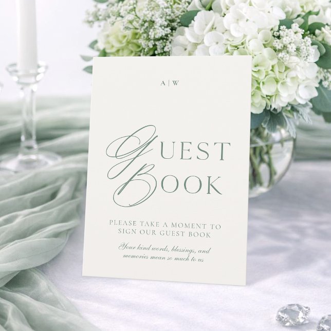 Elegant Sage Green Wedding Guest Book Sign Invitation (Creator Uploaded)
