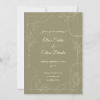 Elegant Sage Green Wedding Invitation