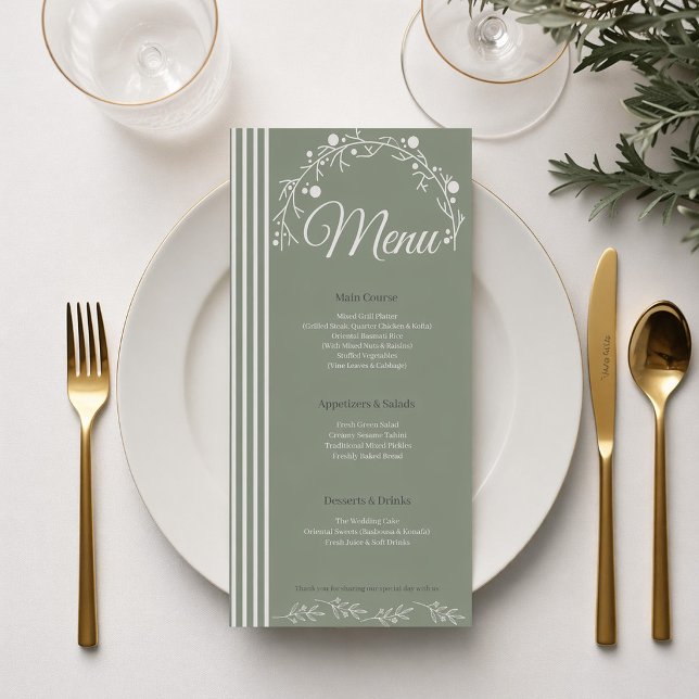 Elegant Sage Green Wedding Menu Card (Creator Uploaded)