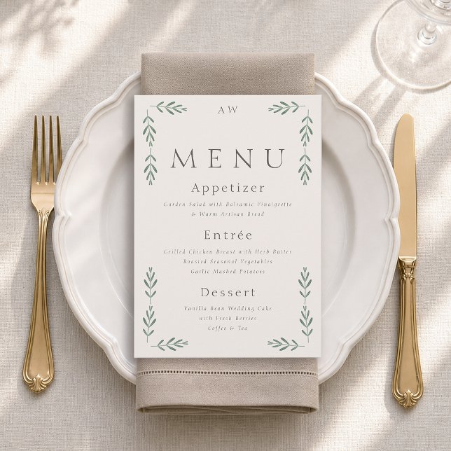 Elegant Sage Green Wedding Menu Card  (Creator Uploaded)