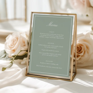 Elegant Sage Green Wedding Menu Script Calligraphy