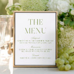 Elegant Sage Green Wedding Menu Sign<br><div class="desc">Part of the “Iris” Wedding Collection — explore the full suite via the link on this page to coordinate matching stationery for your event. • Mockups for this design were created using Midjourney AI.</div>