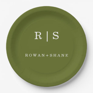Elegant Sage Green Wedding Paper Plate