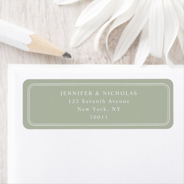 Elegant Sage Green Wedding Return Address (En situation)