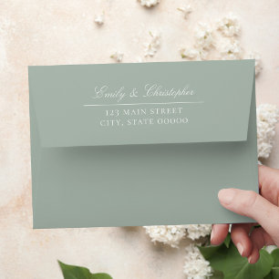 Elegant Sage Green Wedding Return Address  Envelope