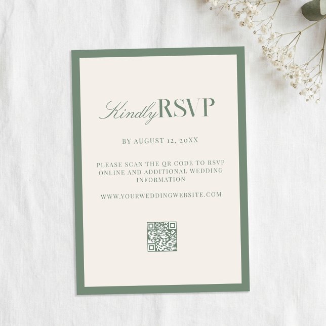 Elegant Sage Green Wedding RSVP Card (Creator Uploaded)