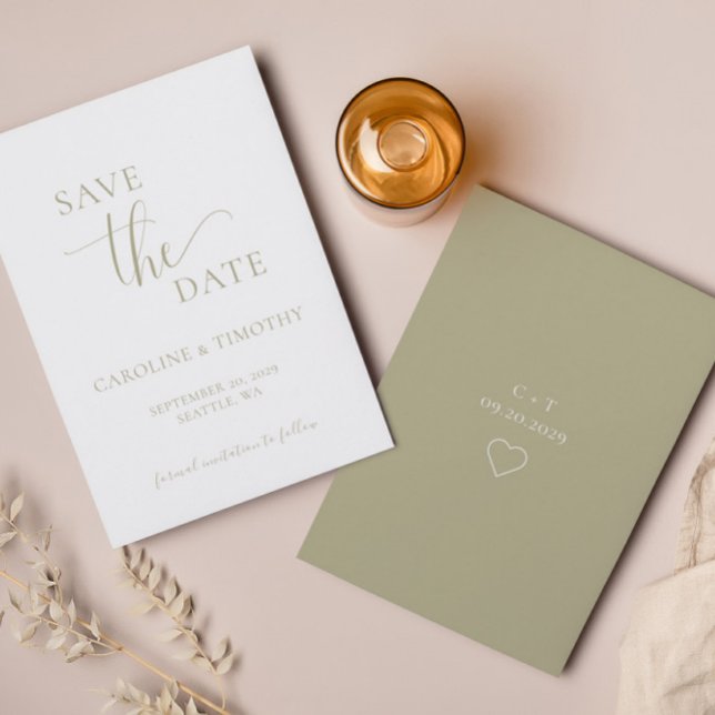 Elegant Sage Green Wedding Save The Date Card (Creator Uploaded)