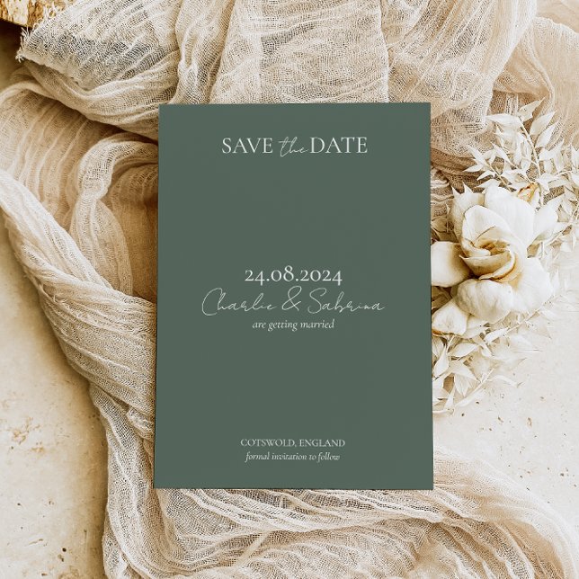 Elegant Sage Green Wedding Save the Date Cards   (Creator Uploaded)