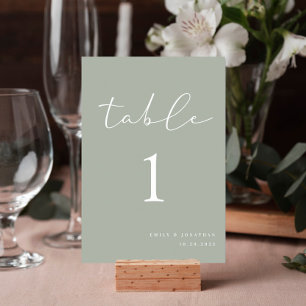 Elegant Sage Green Wedding Table Number