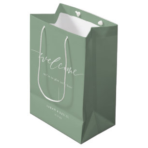 Elegant Sage Green Wedding Welcome Favours Medium Gift Bag